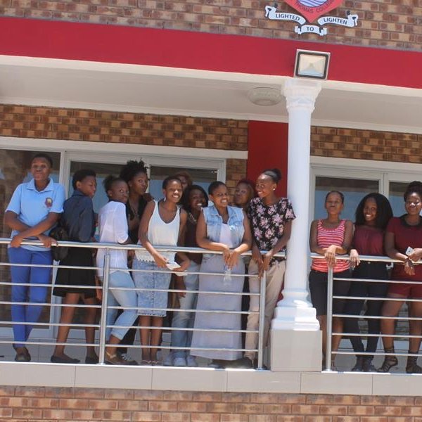 Learners on the school balcony